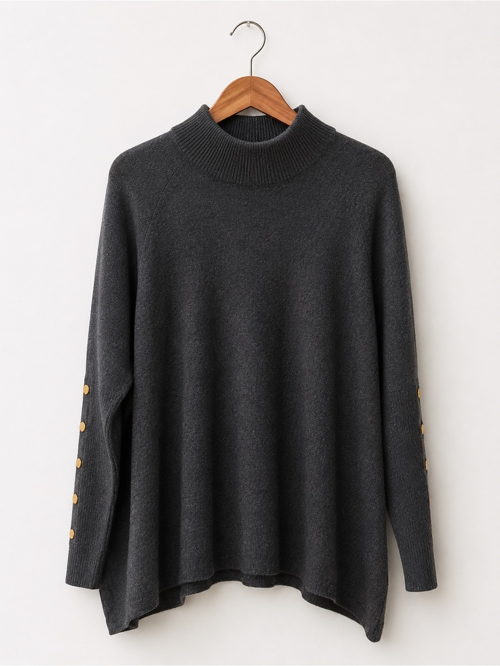 Dark Grey Sweater with Button Detail Large L